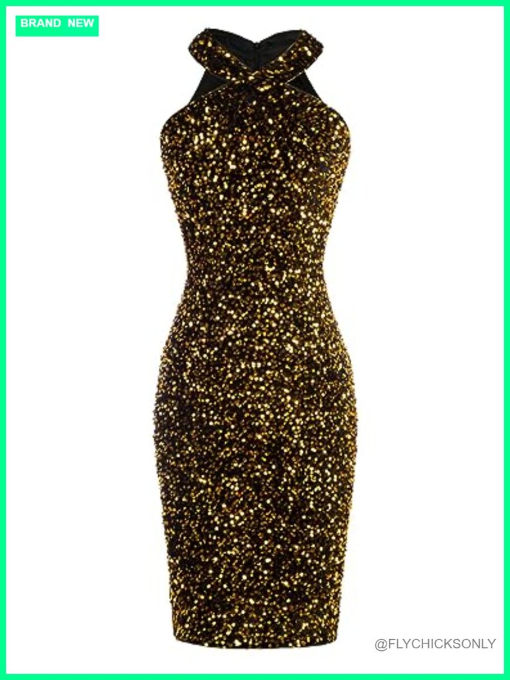 Sequin Halter Bodycon Mini Dress Sleeveless Cocktail Party Club